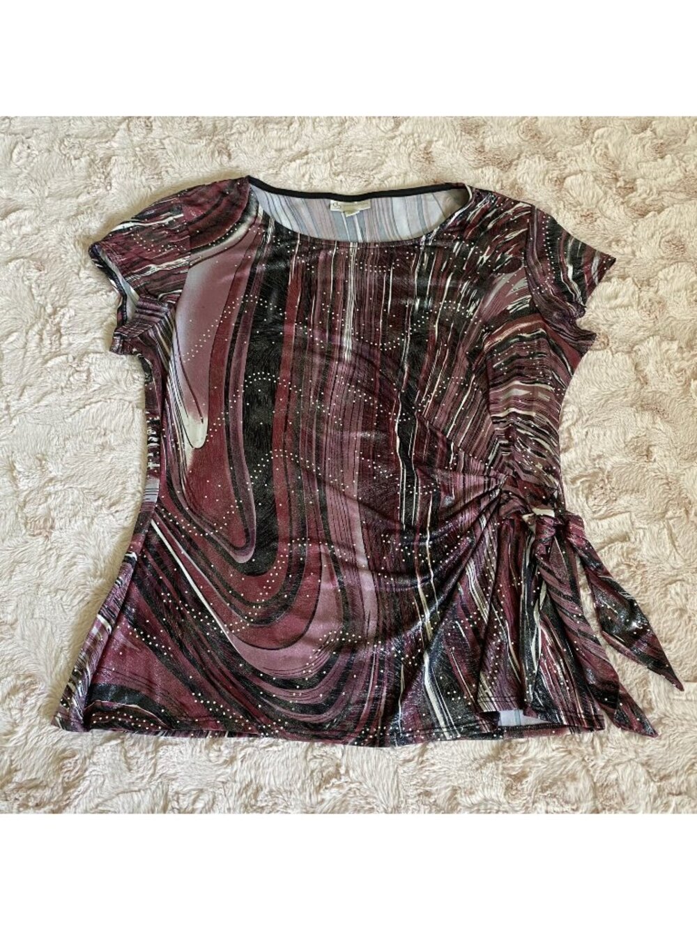 DB Established 1962 Womens Large Purple Black Marble Sparkle Top Knot Waist